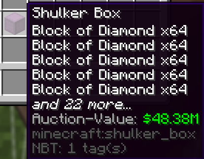 Shulker Box auction value tooltip